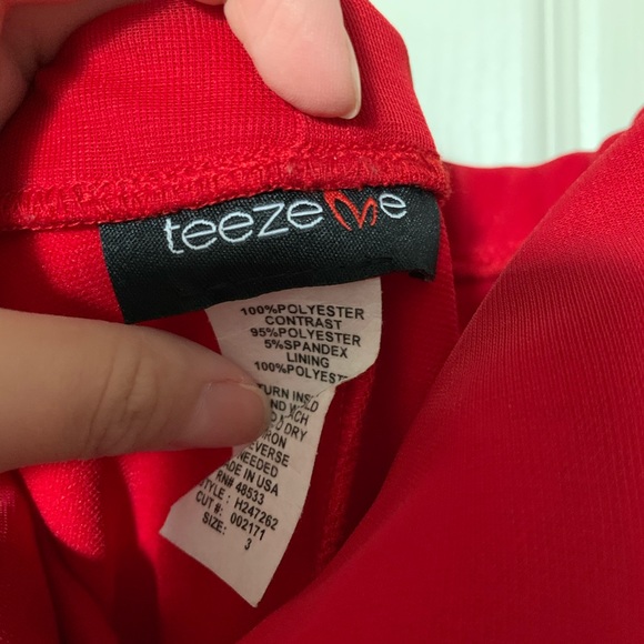 Teeze Me Red Beaded Strapless High Low Gown - Picture 3 of 3